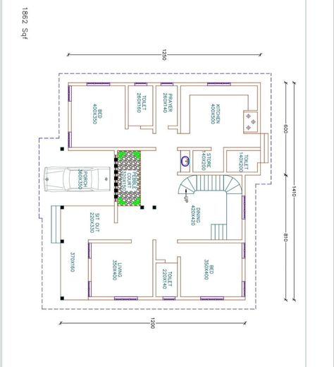 Bungalow House Floor Plans, Floor Planning, 20x40 House Plans, Kerala House, Bungalow Floor Plans, Apartment Floor, House Plans Mansion, Free House Plans, Bedroom Layout