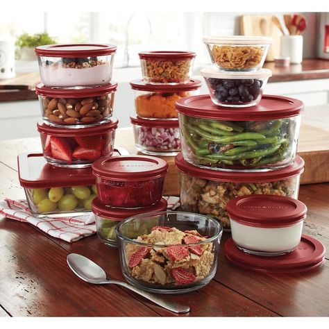 Anchor Hocking 30-Piece Food Storage Set, Pyrex Glass Storage, Pyrex Storage, Pyrex Glassware, Glass Storage Containers, Food Storage Container Set, Lunch To Go, Glass Food Storage, Glass Food Storage Containers, Pyrex Glass