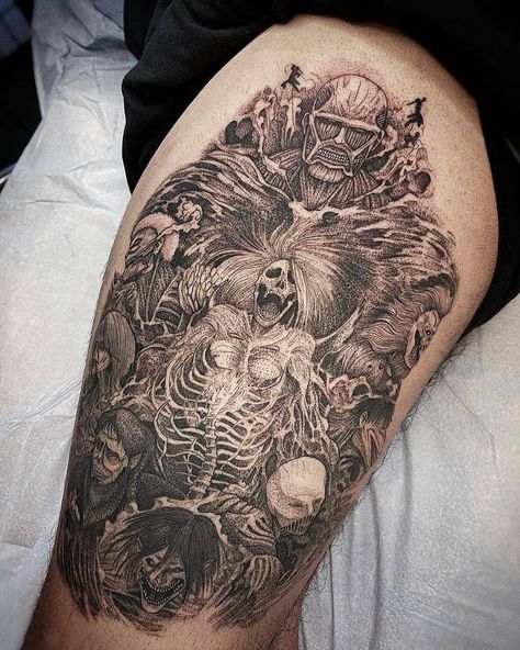 🏆#1 Gamer & Anime Tatts on Instagram: “Awesome Attack on Titan tattoo done by @visualamor To submit your work use the tag #gamerink And don't forget to share our page too!…” Full Circle Tattoo, Titan Tattoo, Bleach Tattoo, Viking Tattoo Symbol, Attack On Titan Tattoo, Surreal Tattoo, Cool Tattoo Drawings, Manga Tattoo, Naruto Tattoo