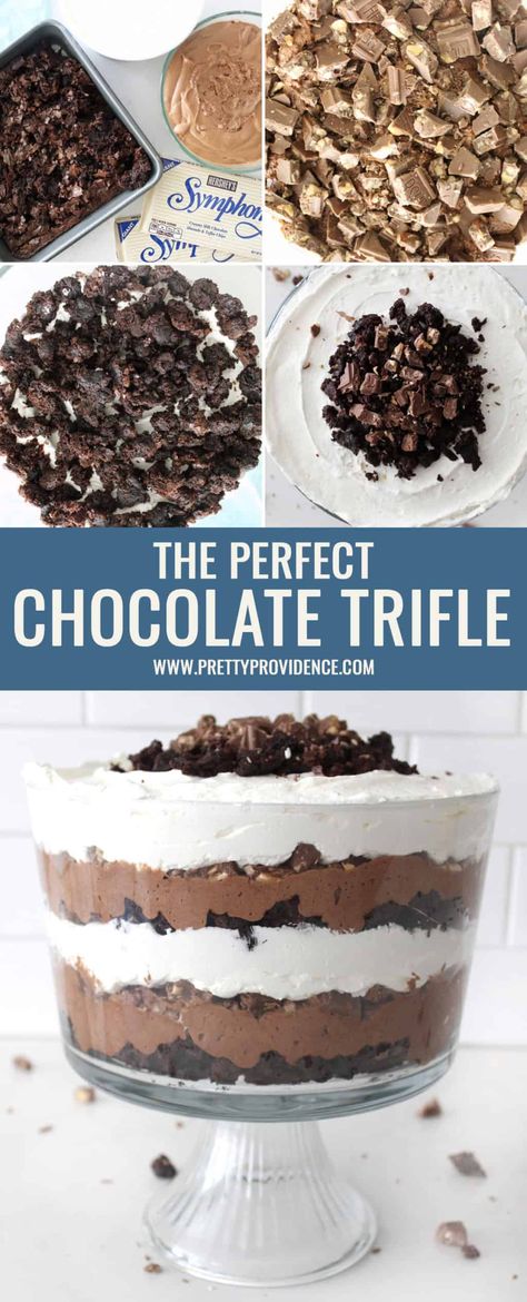 The Perfect Chocolate Trifle Chocolate Mousse Trifle Desserts, Mini Brownie Chocolate Mousse Trifles, Gluten Free Chocolate Trifle, Brownie Mousse Trifle, Chocolate Cake Trifle Desserts, Brownie Trifle Recipes, Chocolate Trifle Recipes, Gluten Free Trifle, Easy Trifle Desserts