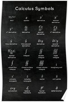 Calculus Symbols Poster Calculus Symbols, Calculus Notes, Physics Theories, Ap Calculus Ab, High School Math Classroom, Ap Calculus, Physics Formulas, Investing For Beginners, Math Measurement