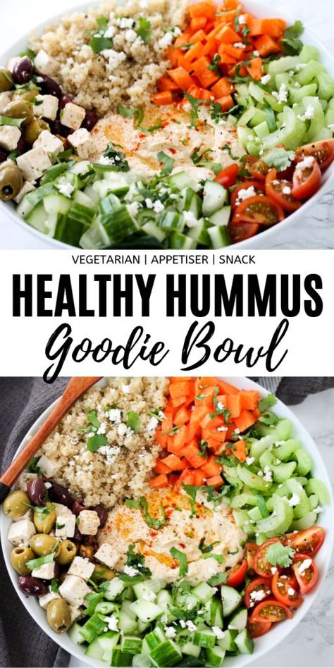 Mediterranean Hummus, Hummus Salad, Power Bowl Recipe, Healthy Hummus, Hummus Bowl, Grain Bowl, Easy Cooking Recipes, Dream It, Healthy Vegetarian