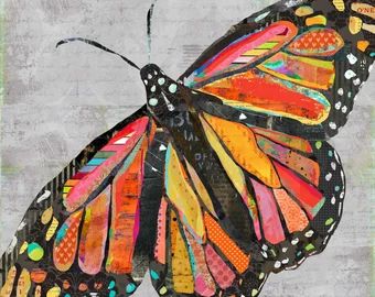 Butterfly Collage, Art Papillon, Butterfly Art Print, Printing On Burlap, Colorful Butterfly, Images Vintage, Butterfly Painting, Butterfly Watercolor, Monarch Butterfly