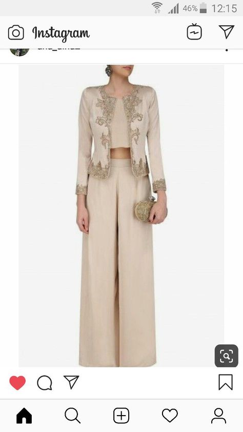 Top And Palazzo Pants, Dressy Pant Suits, Soiree Dress, Beige Jacket, Dressy Pants, Stylish Party Dresses, فستان سهرة, Indian Designer Wear, Jumpsuit Fashion