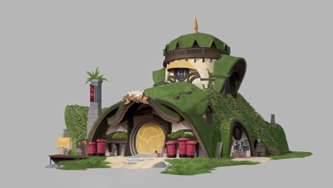 ArtStation - Hobbit post office, - Annk - Hobbit House Concept Art, Fantasy Post Office, Hobbit Concept Art, Fantasy House Concept, Hobbit Village, Hobbit Home, Wood House Design, Fantasy Village, House Concept