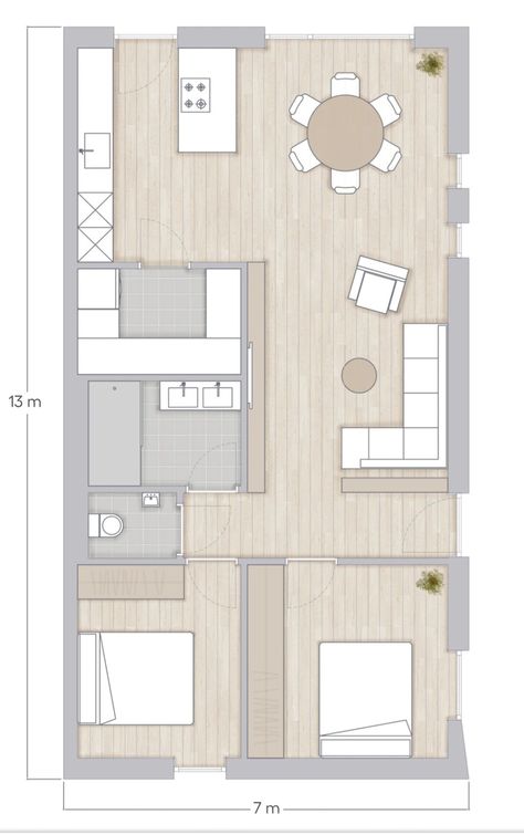 1 Bedroom House Plans, 1 Bedroom House, Little House Plans, Cabin Floor, Compact House, Building A Container Home, Tiny House Floor Plans, Apartment Layout, Apartment Plans