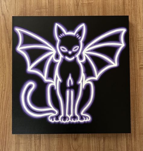 Happy Friday the 13th! Enjoy my newest painting I just finished 🐈‍⬛💜🦇 a neon light catbat! This is probably going to tank my views since it’s outside of my “normal niche”, but I love painting in this style, and it’s too cool not to share. Acrylic paint on a 20x20 gallery stretched canvas #doublevisionstudio #neon #neonlight #cat #bat #spooky #spookyseason #spookyart #spookyaesthetic #halloween #halloweendecor #halloweenart #halloweenaesthetic #halloweenallyear #halloweenallyear #halloween... Neon Acrylic Painting, Bat Painting, Happy Friday The 13th, Double Vision, Neon Painting, Friday The 13th, Halloween Bats, Love Painting, Halloween Art