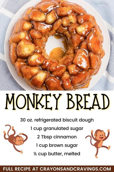 Daycare Treats, Homemade Monkey Bread, Monkey Bread Recipe Easy, Bubble Bread, Baked Desserts, Rolls Easy, Florida Trip, Easy Baking Recipes Desserts, Bread Recipes Sweet