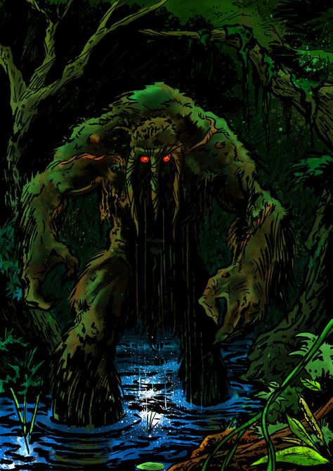 Man-Thing (Ted Salis)                                                                    Marvel Comics Marvel Horror, Man Thing Marvel Comics, Man Thing Marvel Art, Marvel Monsters, Swamp Thing Fan Art, Swamp Thing, Swamp Thing Comic Art, The Green Man Mythology, Swamp Thing 1982