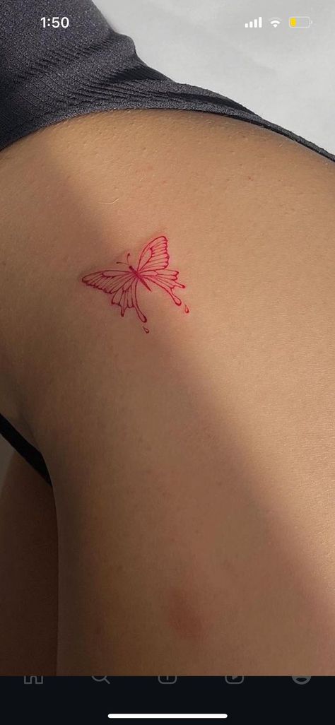 Red Flame Heart Tattoo, Small Buttcheek Tattoo Women, Fiery Heart Tattoo, Fuego Tattoo, Red And Black Tattoo Ideas, Heart On Fire Tattoo, Flaming Heart Tattoo, Red Butterfly Tattoo, Red Heart Tattoos