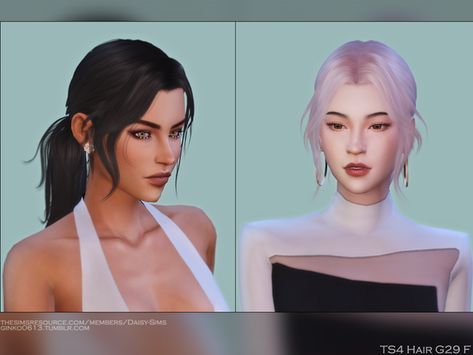 TS4 Female Hair G29 | Ginko Sims on Patreon Short Hair Ponytail, Short Ponytail, Sims 4 Tsr, Mod Hair, Pelo Sims, Sims 4 Teen, Female Hair, Sims4 Clothes, Different Hair