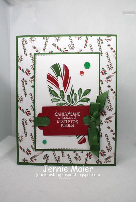 Stampin' UP! Sweet Candy Canes stamp set + Candy Canes dies + Sweetest Christmas DSP Stampin Up Sweetest Christmas, Sweetest Christmas Dsp, Sweet Candy Canes, Candy Cane Cards, Christmas Card Set, Homemade Christmas Cards, Stampin Up Christmas Cards, Candy Cards, Stampin Up Christmas