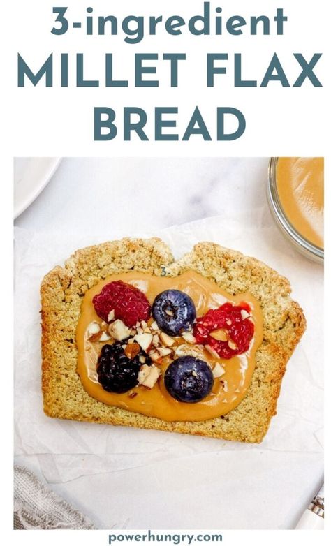 a slice of millet flax bread on a white marble counter Millet Flour Bread, Flax Bread, Glutenfree Bread, Flaxseed Bread, Healthy Breads, Vegan Breads, Sourdough Bread Sandwiches, Millet Flour, Millet Recipes