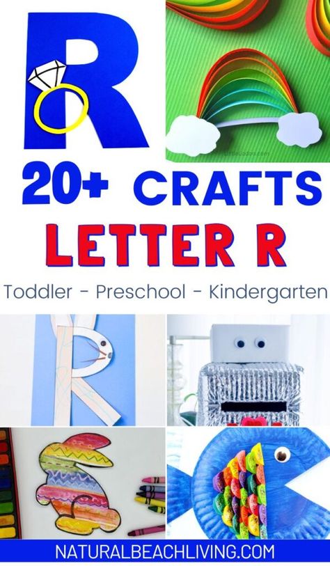 Letter R Crafts for Preschoolers - Natural Beach Living Letter R Activities For Kindergarten, R Crafts For Preschoolers, Preschool Letter R, Letter R Crafts For Preschoolers, Letter R Activities, R Alphabet, Preschool Letter Crafts, Easy Preschool Crafts, Winter Crafts Preschool