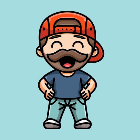 CUTE BEARDED MAN FOR CHARACTER, ICON, LOGO AND ILLUSTRATION. Beard Cartoon, Beard Logo, Character Icon, People Logo, Fox Logo, Horse Logo, Cartoon People, Bearded Man, Dog Logo