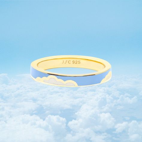 Head in the ☁️ ☁️ ☁️ #headintheclouds #enamelring #travellover🌎 Fine Jewelry Enamel Ring Hallmarked, Fine Jewelry Hallmarked Enamel Ring, Blue Enamel Ring In 14k Gold, Blue Enamel Ring Fine Jewelry, Unique Blue Enamel Ring, Cloud Ring, Ring Guide, Quirky Jewelry, Silver Silk