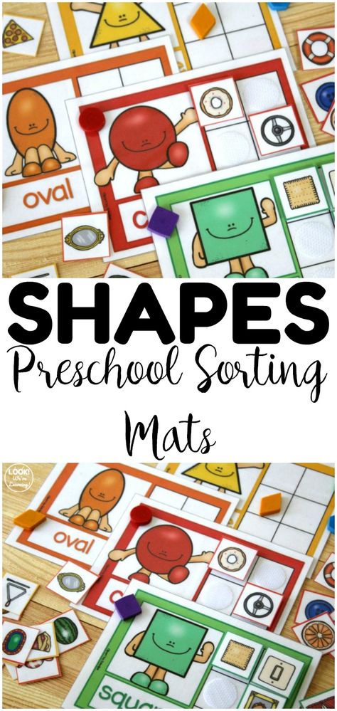 Sorting Shapes Preschool, Shapes Sorting Activity, Shape Centers Preschool, Preschool Shape Activities, Shapes Activities Preschool, Shape Centers, Preschool Sorting, Shape Sorting Activities, Preschool Shapes