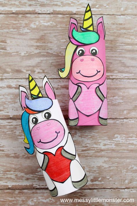 Cardboard tube unicorn craft for preschoolers (with template) Unicorn Crafts For Kids, Unicorn Template, Cardboard Tube Crafts, Craft For Preschoolers, Unicorn Craft, Headband Crafts, Frog Crafts, Toilet Paper Crafts, Unicorn Card