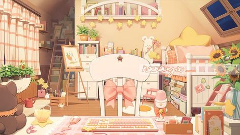 Vtuber Room, Crystals Art Drawing, Scenery Background, Anime Gifs, Anime Room, Cottage Art, Kawaii Room, Back Art, Studio Background