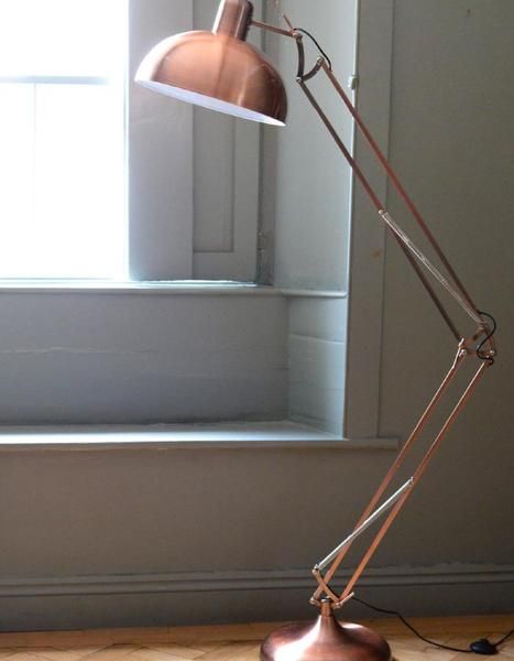 Anglepoise Floor Lamp, Copper Floor, Copper Floor Lamp, Free Standing Lamps, House Lamp, Wire Installation, Glass End Tables, Brushed Copper, Adjustable Floor Lamp