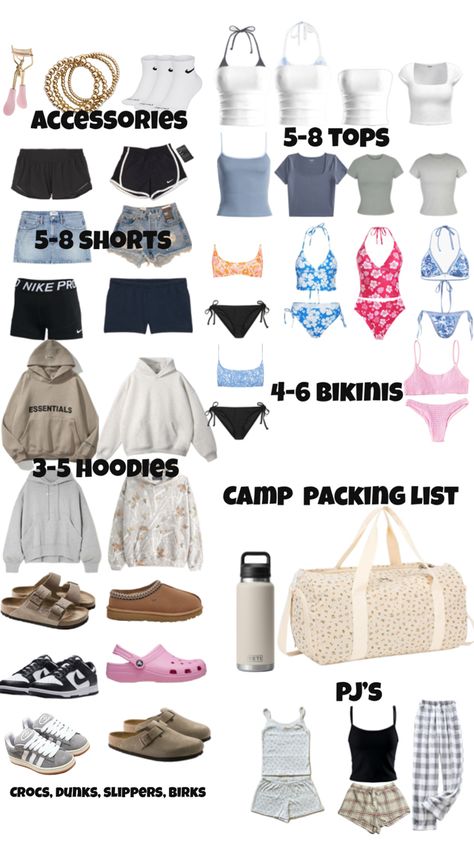 #camp #slayyy Packing List Summer Camp, Summer Camping Packing List, Summer Camp Essentials Packing Lists, Packing List For Summer Camp, What To Pack For Camp, What To Pack For Summer Camp, Outfits For Summer Camp, Summer Camp List, Summer Camp Clothes