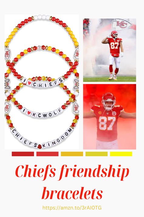 Fan Bracelet, Friendship Bracelets With Beads, Nfl Teams Logos, Beads Bracelet Design, Favorite Artist, Travis Kelce, Team Names, Nfl Teams, Friendship Bracelet Patterns