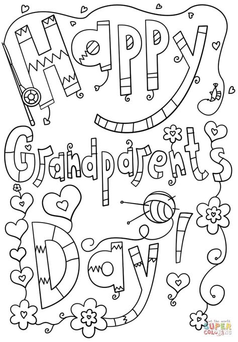 Free, Printable Grandparents Day Coloring Pages Grandparents Day Preschool, Grandparents Day Poem, Grandparents Day Activities, Grandparents Day Cards, Grandparents Day Crafts, Dad Crafts, Sports Coloring Pages, Happy Grandparents Day, Crayola Coloring Pages