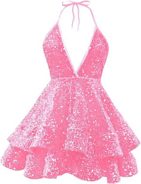 Amazon.com: JKGUYO Halter Homecoming Dresses Short 2023 Sparkly Sequin Mini Hot Pink Sleeveless V Neck Cocktail Dress Size 8 : Clothing, Shoes & Jewelry Homecoming Dresses For Teens, Short Homecoming Dresses, Sequin Short, Short Prom Dress, Short Prom, Dresses For Teens, Homecoming Dresses, Prom Dress, Homecoming