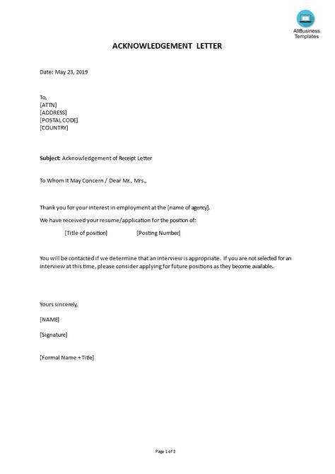 How to write a formal Application Acknowledgement Letter? Download this Sample Application Acknowledgement of Receipt Letter template now! Lettering Download, Job Resume, Letter Template, Job Application, Letter Templates, Thank You Notes, Writing, Quick Saves