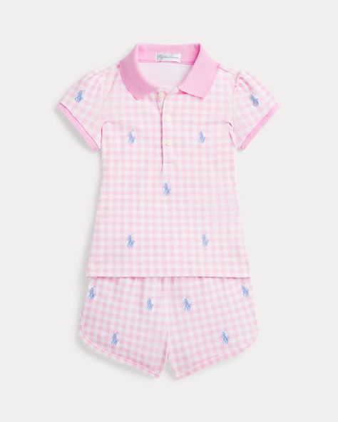 Ralph Lauren Ralph Lauren Store, Polo Shirt Girl, Ralph Lauren Baby Girl, Polo Outfit, Polo Pony, Ralph Lauren Kids, Girls Clothing Sets, Gingham Print, Short Set