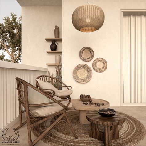 wabi sabi cozy balcony Wabi Sabi Balcony, Wabi Sabi Outdoor, Organic Interior, Cozy Balcony, Interior Balcony, Concrete Paint, Concrete Effect Paint, Stone Paint, Golf Estate