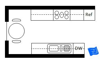 Galley Kitchen With Table, Wide Galley Kitchen Layout, Galley Kitchen Layout Floor Plans, Double Galley Kitchen Layout, Long Galley Kitchen, Double Galley Kitchen, Lounge Bars, White Galley Kitchens, Small Galley Kitchen Designs