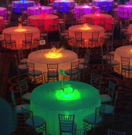 Under Table Skirt Lights & Ambient Room Lighting LED....great Idea for Birthday, wedding, or any kind of party. Diy Event, Rainbow Wedding, Glow Party, Salou, Bar Mitzvah, Bat Mitzvah, Decoration Table, Light Table, Future Wedding