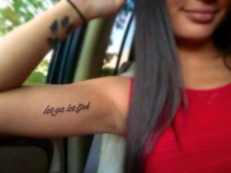 let go, let God tattoo Let Go And Let God Tattoo Fonts, Let It All Work Out Tattoo, Let Go Let God Tattoo Ideas, Let Go And Let God Tattoos For Women, Tattoos About Letting Go, Let Go Let God Tattoos For Women, Give It To God Tattoo, Let Tattoos For Women, Let Go Tattoos For Women