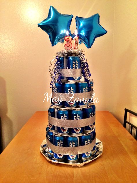 Beer Cake!   Made this beer cake for my hubby! He loved it #budlight #beercake #giftforhim Birthday Presents For Guys, Beer Cake Gift, Birthday Cake For Dad Father, Presents For Guys, Cake For Dad, Beer Can Cakes, Liquor Bouquet, Birthday Beer Cake, Cake In A Can