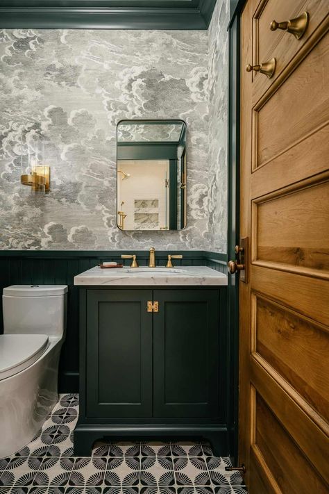 A stunning craftsman home is restored to its former glory in San Francisco Craftsman Powder Room, Craftsman Bathrooms, Tudor Bathroom, Antique Farm Table, Reclaimed Oak Flooring, Craftsman Bathroom, Restful Bedrooms, Built In Banquette, Industry West