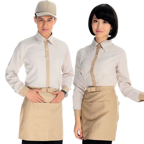 apron Waiter Uniform Design, Housekeeping Dress, Restaurant Uniform, Cafe Uniform, Shirt Apron, Waitress Uniform, Housekeeping Uniform, Waiter Uniform, Employee Uniform