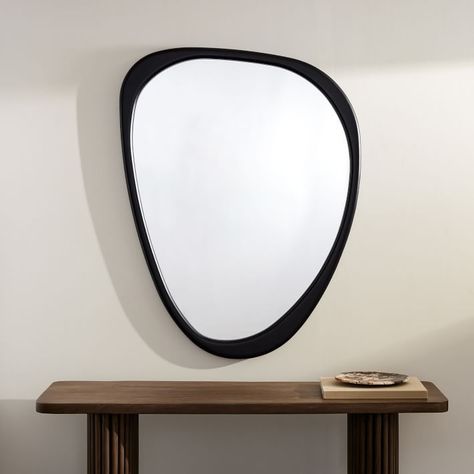 Black West, Asymmetrical Mirror, Asymmetrical Wall, Wall Hanging Mirror, Entryway Mirror, Unique Mirrors, Wood Framed Mirror, Oval Wall Mirror, Wood Wall Mirror