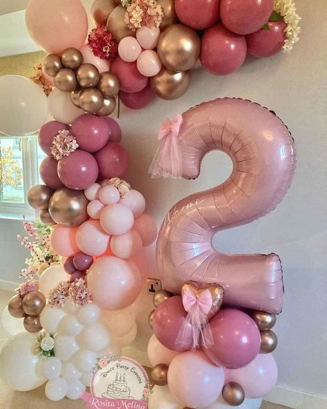 Heaven Birthday, Rose Gold Number Balloons, Party Balloons Diy, Flamingo Art Print, Bridal Shower Balloons, Minnie Cake, Birthday In Heaven, Mini Balloons, Kids Birthday Themes