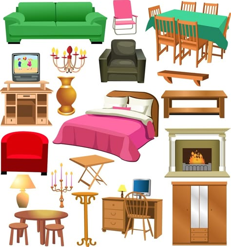 Furniture set 03 #Bed #chair #clotheshanger #cupboard #home #HomeFurniture #house #seat #table #tvunit #furniture #vector Furniture Clipart, House Clipart, Free Furniture, Household Furniture, Art Drawings For Kids, Stock Photography Free, Free Clip Art, Digimon, Furniture Sets