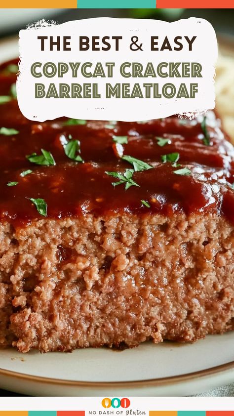 Bring the taste of Cracker Barrel home with this easy Copycat Meatloaf recipe! Juicy beef, buttery Ritz crackers, and a perfect ketchup glaze make this a must-try comfort food. Great for family dinners and meal prep! Copycat Cracker Barrel Meatloaf, Barrel Texture, Cracker Barrel Meatloaf Recipe, Copycat Cracker Barrel, Cracker Barrel Meatloaf, Homemade Crackers, Comfort Food Recipes Dinners, Meatloaf Recipe, Ritz Crackers