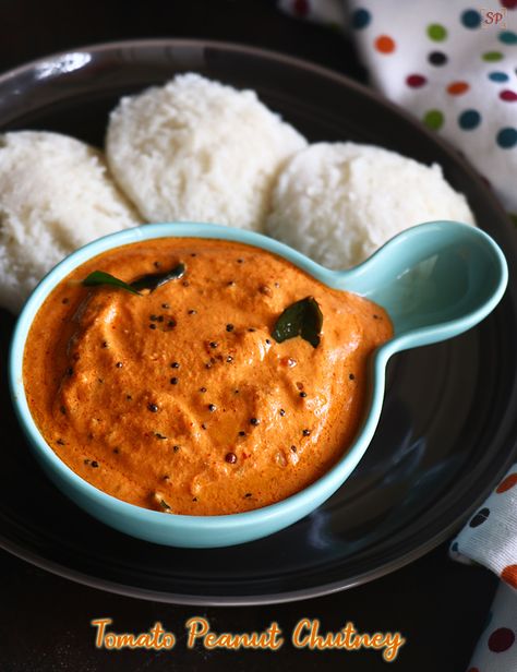 tomato peanut chutney recipe Groundnut Chutney, Peanut Chutney Recipe, Indian Cuisine Recipes, Tomato Chutney Recipe, Podi Recipe, Peanut Chutney, Dried Chillies, Peanut Recipes, Chutney Recipe