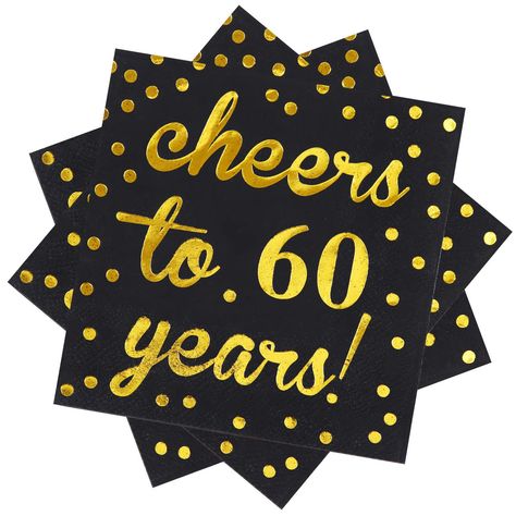 30th Anniversary Decorations, Age Balloons, 30th Birthday Napkins, Cheers To 60 Years, Vintage Calligraphy, 60th Birthday Party Decorations, 60th Birthday Decorations, Birthday Cocktails, Foil Number Balloons