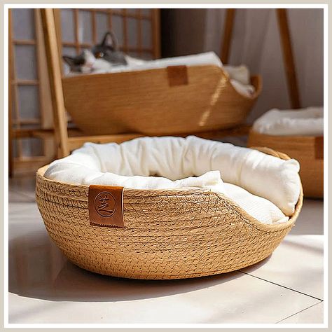 Cat Bed Ideas - Psst: Anything you are searching for, get it from Amazon.com IMMEDIATELY!! Wicker Cat Bed, Psy Chihuahua, Luxury Pet Beds, Cat Basket, Sweet Cat, Dog Sofa Bed, Sofa Handmade, Modern Cat, Luxury Pet