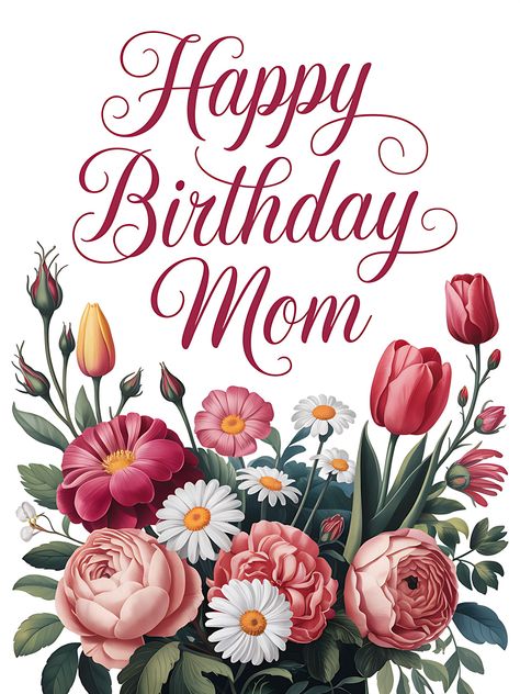 Free Happy Birthday Mom Flowers Happy Birthday Mom Flowers, Happy Birthday Mami, Happy Birthday Momma, Happy Birthday Mom Images, Mom Flowers, Happy Birthday Floral, Grandma Crafts, Mother In Law Birthday, Happy Birthday Grandma