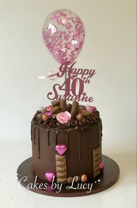 Chocolate drip cake with pink 40th birthday 40th Birthday Cake, 40th Cake, Chocolate Drip Cake, 40th Birthday Cakes, Birthday Cake Chocolate, Chocolate Drip, Drip Cake, Drip Cakes, 40th Birthday