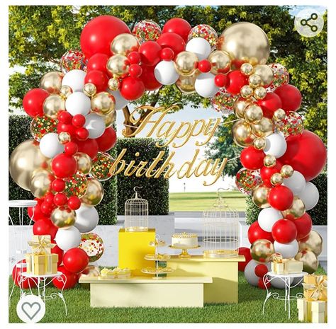 Red And Golden Birthday Decorations, Balloon Arch Decorations, Photoshoot Background, Balloon Wreath, Balloons Ideas, Birthday Women, Valentinstag Party, 50 Birthday, Backdrop Frame