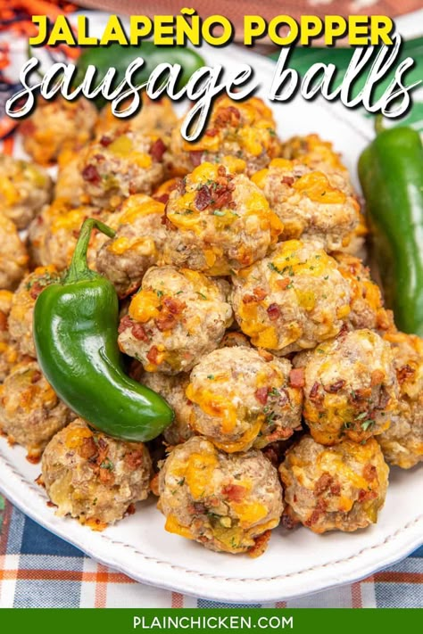 Jalapeno Popper Sausage, Sausage Ball, Bisquick Recipe, Armadillo Eggs, Bisquick Biscuits, Savory Dips, Cream Cheese Sausage Balls, Homemade Bisquick, Sausage Balls Recipe