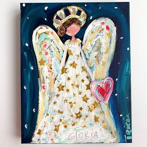 Trisha Robinson Art, Tricia Robinson Art, Whimsical Images, Hope Painting, Whimsical Faces, Angel Paintings, Star Angel, Angel 11, Textured Paint