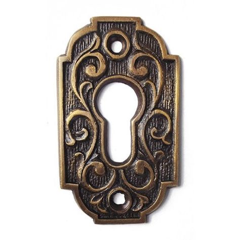 "Details important information Condition: New Weight: 60 Gram Category: Door Handles Storefront: Door Lock Decoration ( Lockset Decorative Plate ) Decorative Brass Door Lock (Solid Brass Lockset Decorative Plate) Art Deco design. Size 3.1\" (8 cm) . . This decoration is suitable to be attached to an exterior front door or an interior door that has a lockset to make it look luxurious. Dimensions:  8 cm x  4.8 cm Thickness : 3mm Material: Brass Finish : Antique Brass Inventory: Ready to Ship The price listed is for pair (2 pcs) To purchase this item, screws are included Genuine Brass material has advantages over other metals. The nature of brass that does not rust and is tough to use (durable) is suitable for the function of an ashtray. In addition, brass material can be recycled which makes Door Number Plates, Home Decor Victorian, Photoshop Design Ideas, Lock Door, Exterior Front Doors, Brass Plate, Antique Keys, Keys Art, Plate Art